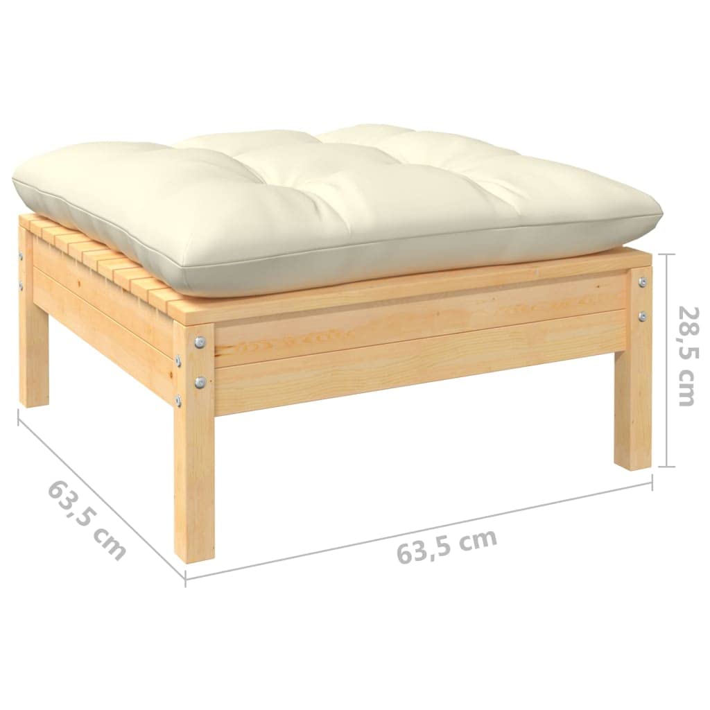 Générique Salon de Jardin 5 pcs avec Coussins crème Bois de pin,Salons de Jardin,3096334
