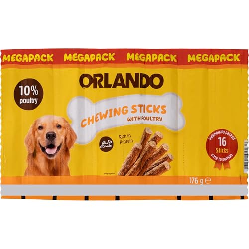 Orlando Chew Sticks With poultry Rich in Protein Easy To Portion for Medium & Large Dogs 176g - Pack of 1 (16 Treats) 75% Meat Mega pack