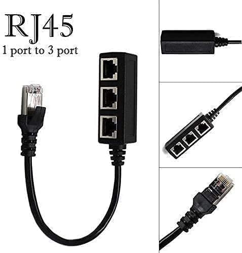 Image of RJ45 Ethernet Splitter Cable, RJ45 Y Splitter Adapter 1 to 3 Port Ethernet Switch Adapter Cable for CAT 5 / CAT 6 LAN Socket Connector Cat5 Cat6 Cable
