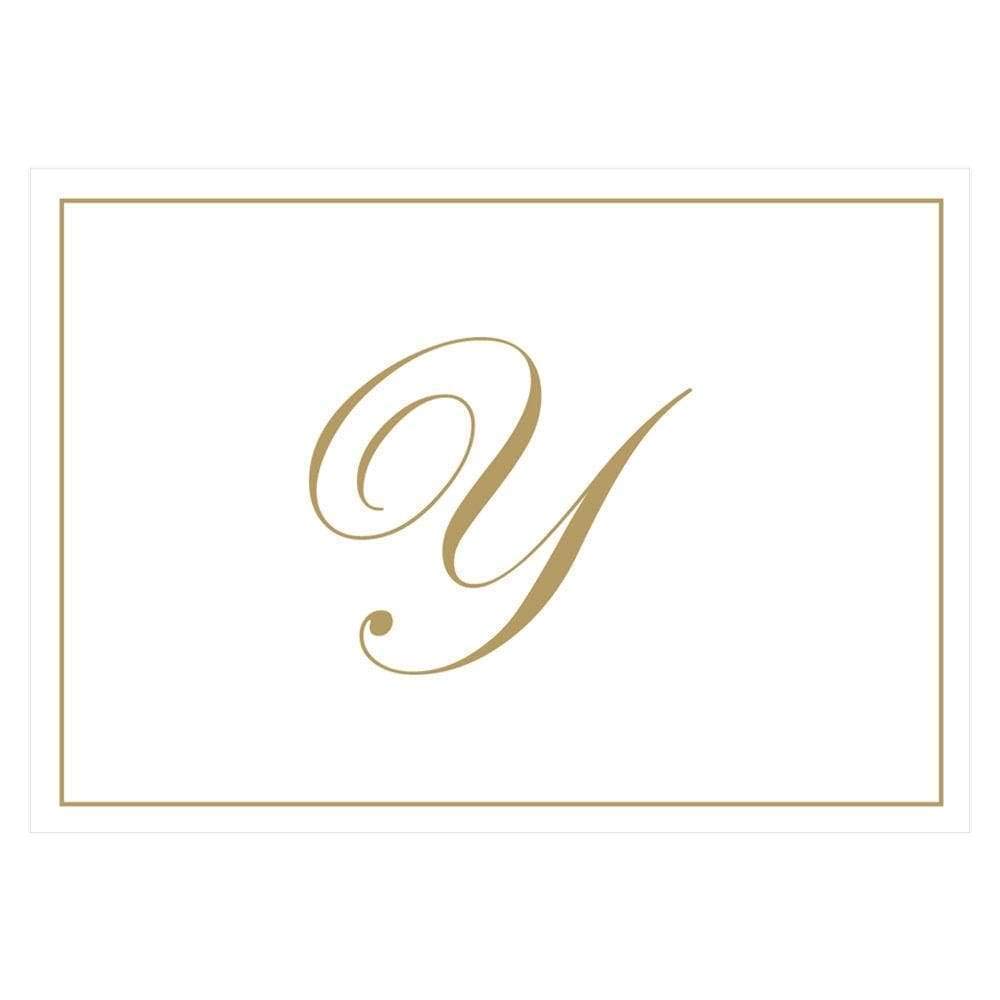 Caspari Gold Embossed Initials Boxed Note Cards in Letter Y, 16 Cards &amp; Envelopes