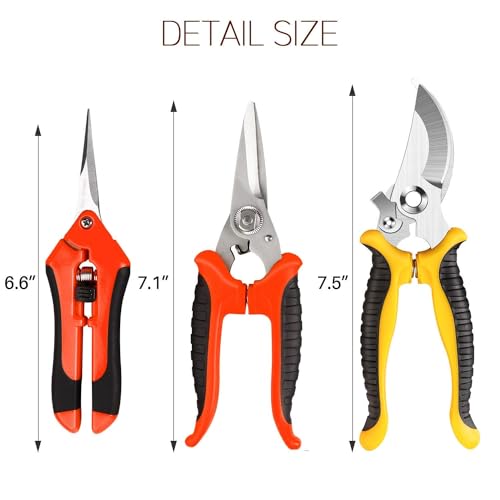 Wevove FR-JD1007-101 3 Pack Garden Pruning Shears Stainless Steel Blades Handheld Pruners Set thumb #5