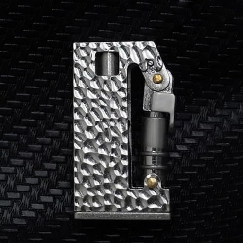 Image of Smoke King Silver Hammered Armor Lighter Triple Side Switchable Flame Unique Antique Style Refillable Lighter