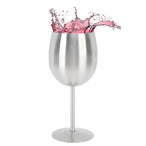 Yuecoom Bicchieri da Vino in Acciaio Inossidabile 304, Bic chieri da Vi no da Esterno di Grandi Dimensioni in Metallo, Bicchieri da Vino con Stelo Per Anniversario
