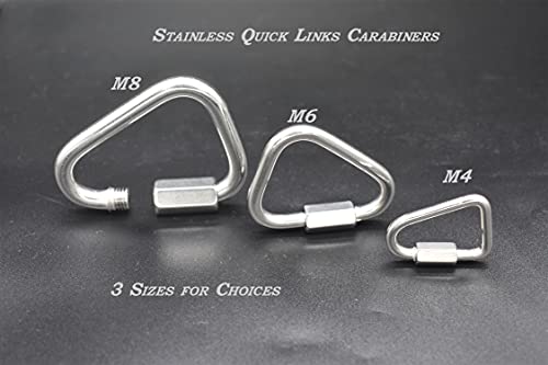 Bytiyar 8 Pcs M4 Stainless Steel Quick Links Carabiner Locking Clips With Screw Nut Triangle Heavy Duty Chain Connector Hook Hardware Tool Accessories #TOP3