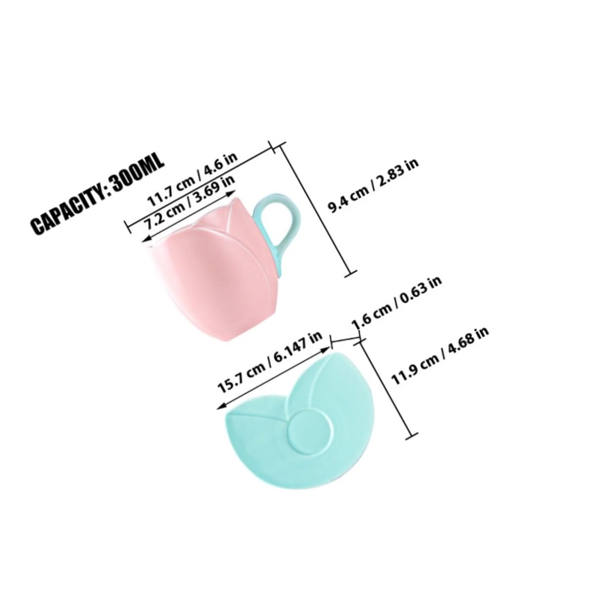 BESTYASH Taza de Café de Cerámica con Platillo Taza de Tulipán Rosa para Desayuno de Agua con Asa para Beber de Leche para Hogar
