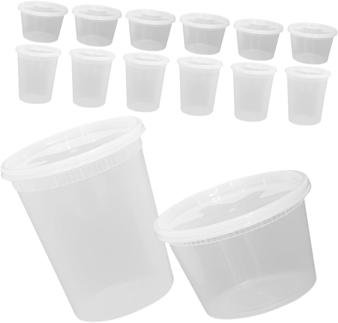 GALPADA 50pcs Disposable Soup Cups with Lids 16oz 32oz Takeout Bowls High and Low Temperature Resistant Food Containers for Soups and Beverages