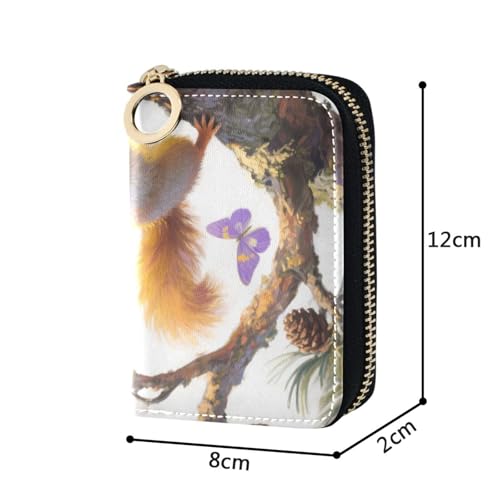 Wild Animal Squirrel American Anime Style Colorful leather womens credit card wallet With 2 cash slot RFID Blocking credit card holder with zipper4
