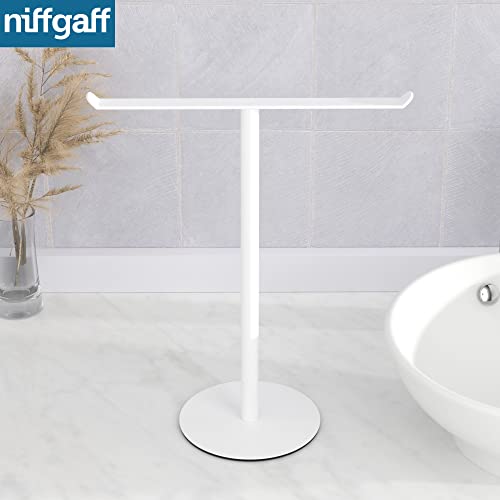 Image of Towel Rack T-Shape Hand Towel Holder for Bathroom, Headband Holder Organizer and Bathroom Towel Racks,Kitchen Towel Rack White Hand Towel Holder (Pack of 2)