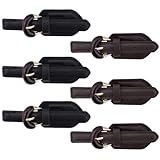 CALFOVERA 6PCS 2 Colors PU Leather Sew On Toggles Closures Black Brown Leather Bag Roller Snap Buckles Coat Decorative Buttons Cloak Clasp Fasteners Replacement for Purse Jacket DIY Craft