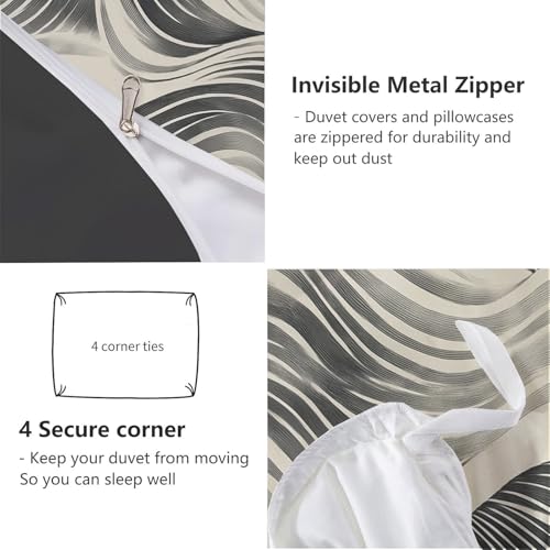 Housse de couette 2 personnes haut de gamme imprimé moderne rayé beige - 8