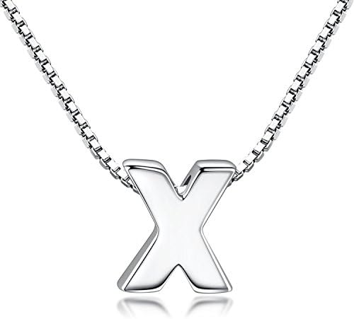 Candyfancy 1.0mm 18 inch 925 Sterling Silver 26 Small Letters Alphabet A-Z Initial Pendant Box Chain Necklace