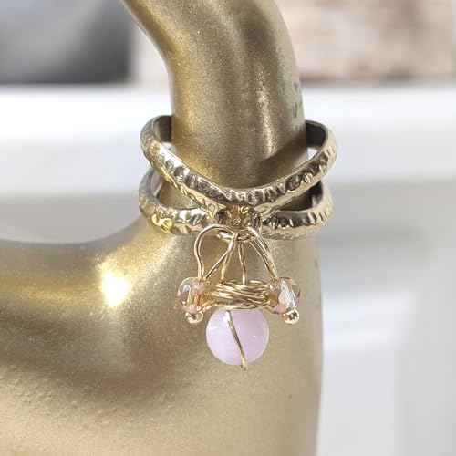 Bague Kunzite rose Bouly&Cailloux en acier inoxydable doré - 6