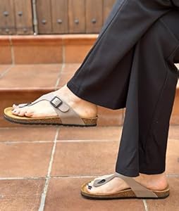 GONKOS®, leren sandalen, anatomische binnenzool van kurk, echt leer, natuurlijke kurk, verstelbare gesp, unisex teensandalen, kwaliteitssandalen gemaakt in Spanje, kleur zwart maat 36