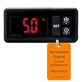 RO Linea Blanca ® Termostato Digital Panelable Compatible con AKO D14123 230V 1 Rele 16A Rango -50 A 99 C Sonda NTC 1.5m IP54 Medida 71x29 Control Frio Calor Display LED para Camaras Vitrinas Arcones