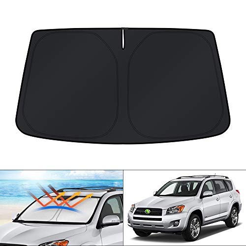 Image of KUST Windshield Sun Shade for Toyota RAV4 2006 2007 2008 2009 2010 2011 2012 Accessories Custom Fit Sunshade Foldable Window Sun Protector Block UV Rays Keep Car Cooler