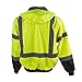 Pioneer Hi Vis Safety Bomber for Men - Waterproof, Reflective, ANSI Class 3, Winter Rain Jacket with Detachable Hood