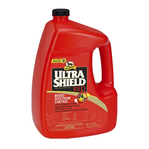 Absorbine UltraShield Red Fly Spray, Insecticide and Repellent for Horses & Livestock, Stays Active Up to 7 Days, 128oz Gallon Refill