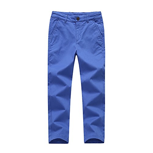 Boys Pants Uniform School Chino Pant Fitted with Adjustable Waist for Kids 4-14 Years Old,6 Color