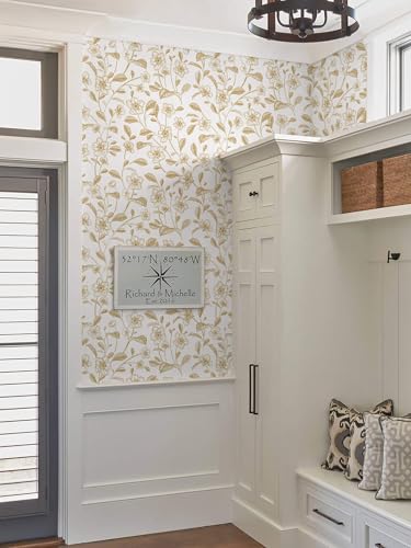 Heroad Floral Wallpaper Peel and Stick White and Gold Contact Paper Boho Peel and Stick Modern Clearance Wall Paper for Cabinets and Drawers Waterproof Self Adhesive 17.3\" x 384\"