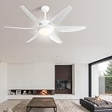 CACI Mall 54" Ceiling Fan with Light and Remote, Modern Ceiling Fan with 6 Blades, Reversible, Quiet