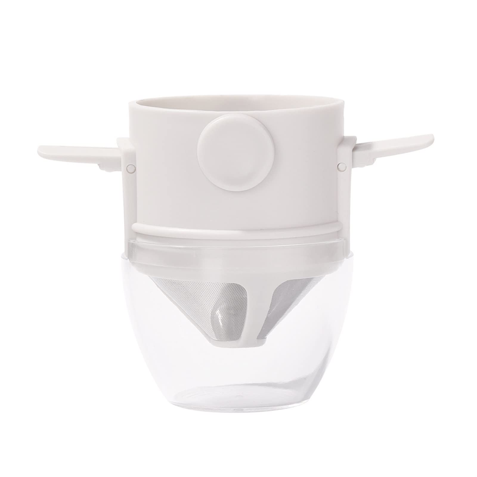 JINGYAN Filtros de café plegables y portátiles, de acero inoxidable, para tazas de té, reutilizables, sin papel, coladores de goteo (blanco)