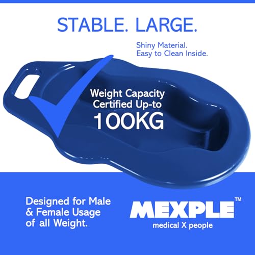Image of MEXPLE TopX1 2in1 Unisex Polypropylene Bedpan with Lid | For Men & Women | Large, Thick & Stable Bedpan | for Bedridden Patients - Weight Capacity upto 100kg - Blue
