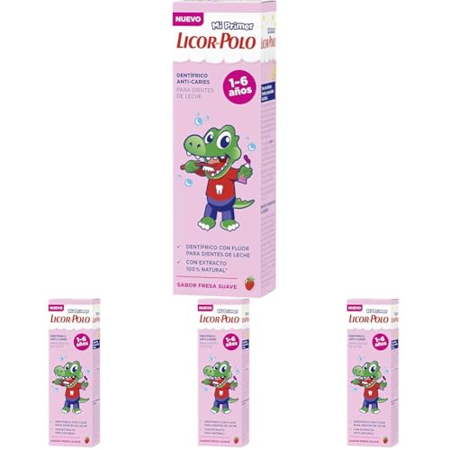 Licor del Polo - Pasta de dientes Junior 1-6 años - Protege y fortalece los dientes de leche - 1 ud de 50 ml (Paquete de 4)