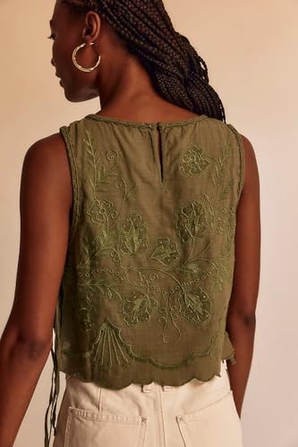 Tie Front Tops for Women Sleeveless V Neck Floral Embroidered Tank Y2k Sexy Cute Going Out Crop Vest Shirt2