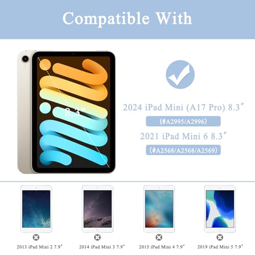 Supveco Case for iPad mini 7 (A17 Pro) 2024/iPad Mini 6 2021 8.3 Inch with Pencil Holder-[Auto Wake/Sleep],Slim Protective Case with Soft TPU Back Cover for iPad mini 7th/6th Generation(Book)