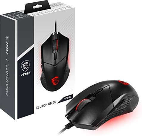 MSI Clutch GM08 4200 DPI Optical Wired Gaming Mouse with Red LED