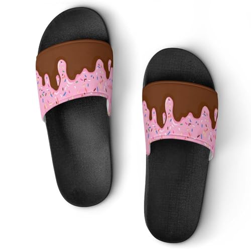 Dripping Glaze with Colorful Sprinkles PVC Slippers Sandals for Women Men Open Toe Soft Cushioned Non-Slip Sandal for Indoor Outdoor