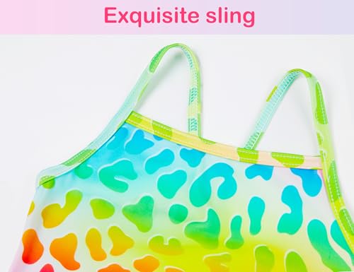 Girls Bathing Suits Two Pieces Bikini Set Swimsuits Size 6-7 Years Old Rainbow Leopard Beach Swimwear for Swimming3