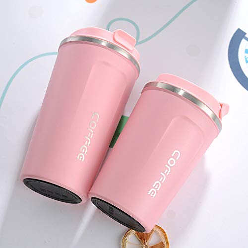 Gteller Edelstahl-Reisebecher, doppelwandig, isoliert, Vakuumbecher mit Deckel (Rosa, 482 ml) – Ansicht 2