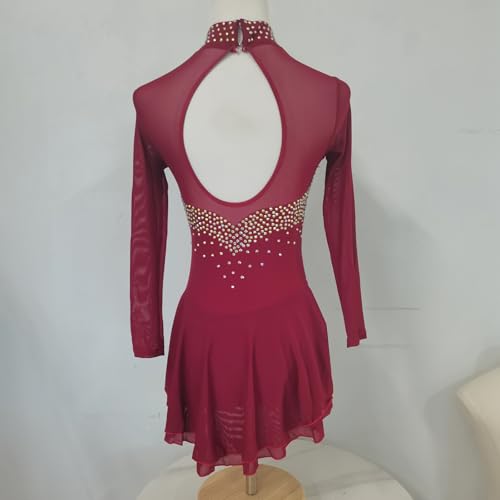 LIUHUO Vestido de patinação artística no gelo feminino elegante qualidade cristais competição saia d