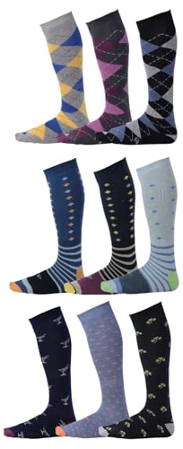 Chaussettes habillées longues Pierre Henry lot de 9 : le mi-bas coton homme anti-glisse