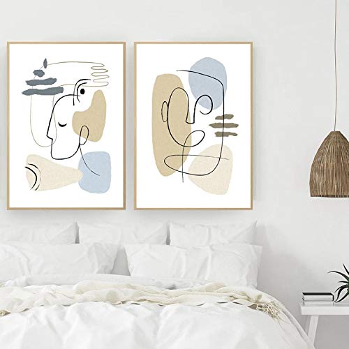 Toile abstraite visages géométriques pour habiller un grand mur