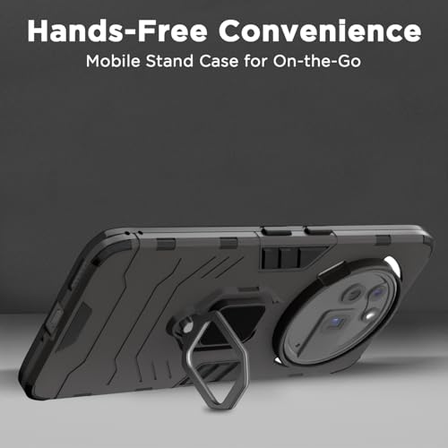 Image of Pikkme Back Cover for Nothing Phone 3a Pro 5G | 360 Protection Case | Ring Holder Stand D5 Tough Armor Bumper Case (Black)
