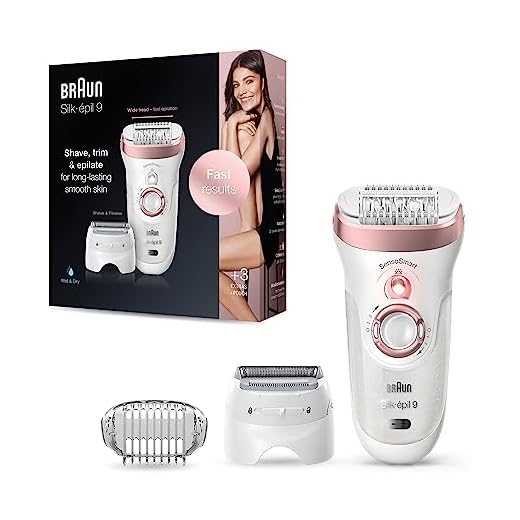 Braun Silk-épil 9 Depiladora Mujer con Tecnologí­a SensoSmart y Cabezal de Afeitado y Recorte, Uso en Seco y en Mojado, Inalámbrica, 9-720, Blanco/Oro Rosa