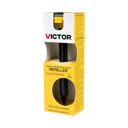Victor Mole and Gopher Solar Powered Sonic Spike - Outdoor Mole and Gopher Repellent - M9014 - Chemical Free Solution - Solar-Powered