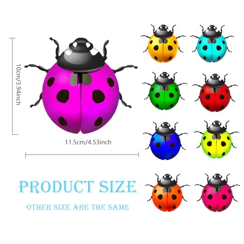 Cruis Cuka Metal Wall Art Cute Ladybugs Wall Sculpture Garden Decor for Outside Fence Decorations Lawn Ornaments Patio Decor (NOT 3D!)- Set of 9