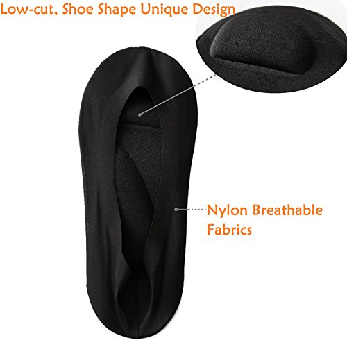 Image of Jarseen 2 Pairs 3D Padded Women's No Show Nylon Socks Sponge Cushion Liner
