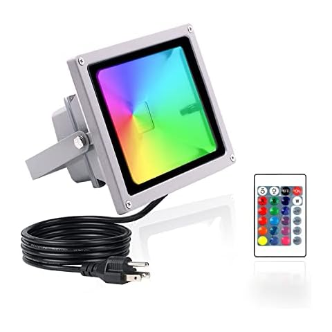 HANNAHONG 10W Color Changing RGB LED Landscape Spot-Light with Remote,5 Ft Cable Plug-in,4 Modes Flash,Dimmable,IP 66 Watrerproof Outdoor Christmas Tree Wheel Shirt Harry Potter Garden Decoration Cover