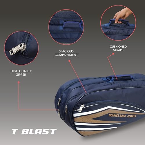 Image of TANSO T-Blast Badminton Kit Bag | Spacious Racket Bag with Two Large Compartments and Separate Shoe Compartment | Front Zipper Pocket and Adjustable Straps