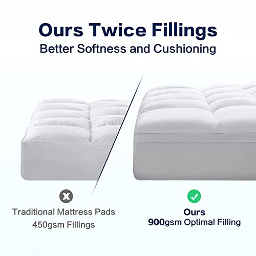 Sopat Mattress Topper King Size Extra Thick Mattress Pad 8-21" Deep Pocket Soft Down Alternative Fill Mattress Protector Pillow Top Mattress Cover (78X80 Inches, White) #TOP3