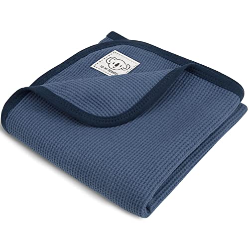 100% Cotton Waffle Baby Blanket For Boys Girls Soft Lightweight Toddler Bed Blanket With Cute Koala Design For All Season Infant Blanket 30 X 30 Inch Blue And Grey #TOP1