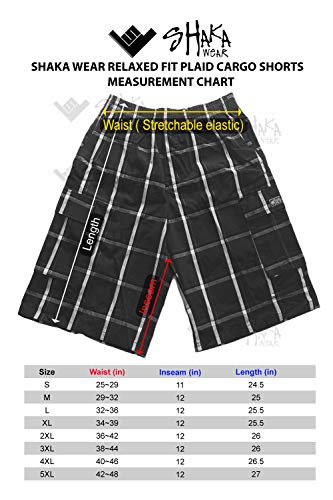 Shaka Wear SP1703_L Men’S Cargo Shorts – Casual Plaid Relaxed Loose Fit Elastic Waist Multi Pocket Pants Regular Big Size Sp1703 Navy L thumb #5