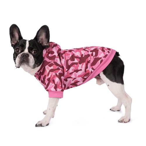Dog Hoodies Clothes,Pet Pullover Sweater Sweatshirt Coat,Warm Comfortable Pet Camouflage Jumper Clothing for Cat Puppy Small Medium Dog_S(Pink Camouflage)