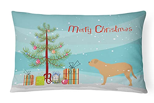 Carolines Treasures BB2988PW1216 Deko-Kissen, Motiv: Bordeauxdogge, Merry Christbaum, Leinenstoff, 30,5 x 40,6 cm, Mehrfarbig