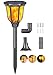 Produktbild Qoolife Solar Taschenlampe Wasserdicht flackernde Flamme Wandleuchte 96 LED Solarbetriebene Sicherheitspfad Licht Dämmerung bis Morgendämmerung Auto Ein/Aus für Gartenweg Auffahrt