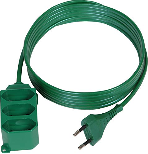 Verlängerungskabel Verlängerung 3-Fach Strom-Kabel Euro-Stecker Grün 5 Meter